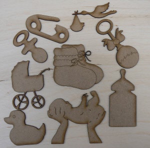 Wood cutouts of Baby Shapes for crafters, cardmakers and sign makers.